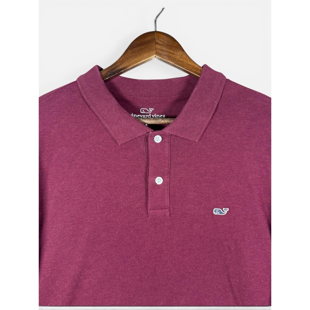 Vineyard Vines Polo Shirt Mens Large Red‎ Long Sleeve Stretch Whale Logo Top